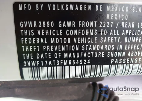 2015 Volkswagen Beetle 1.8T Fleet Edition из США, поврежденный, VIN 3VWF17AT3FM654924